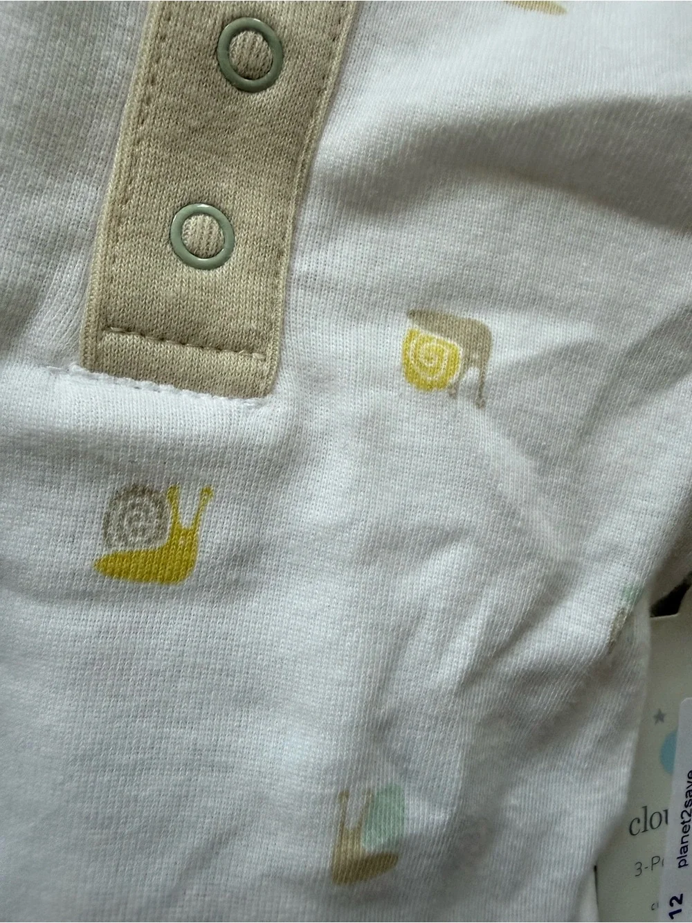 cloud island White, Beige & Mint Snail Print Tank Bodysuits - 3 Pack newborn